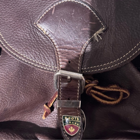 🪅 Vintage Roots 1980’s Genuine Leather Knapsack Backpack – Made in Canada🪅 - Picture 13 of 14